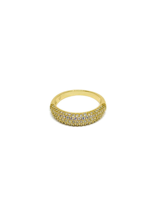 18 karat gold plated silver ring decorated with cubic zirconia stones