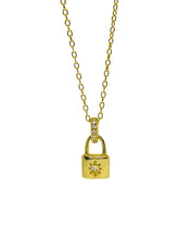 Load image into Gallery viewer, 18 karat gold plated silver locket pendant necklace decorated with cubic zirconia stones
