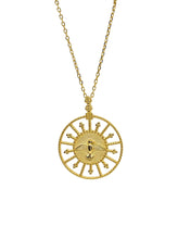 Load image into Gallery viewer, 18 karat gold plated silver round necklace with a bird in the middle
