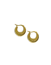 Load image into Gallery viewer, 18 karat gold plated twisted shape hoop earrings
