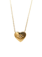 Load image into Gallery viewer, gold plated heart-shaped pendant necklace with cubic zirconia stone in the middle

